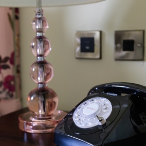 Telephone and Lamp in room at Cromlix